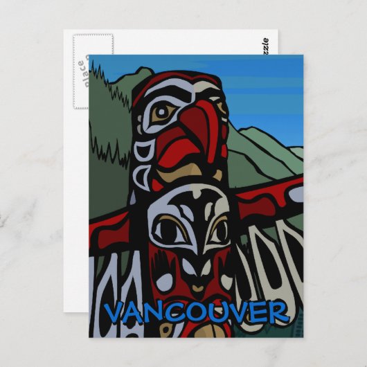 Vancouver Souvenir Postkarten Totem Pole Sehenswür (Vorne/Hinten)