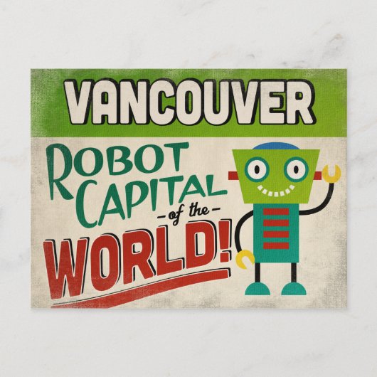 Vancouver Washington Robot - Funny Vintag Postkarte (Vorderseite)