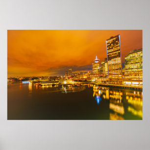 Vancouvers Sunset Skyline Poster