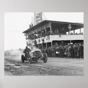 Vanderbilt-Cup-Autorennen, 1908. Vintage-Foto Poster