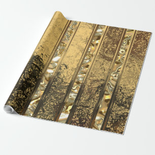 Vanderush elegantes Gold Striped (30 Fuß) Geschenkpapier