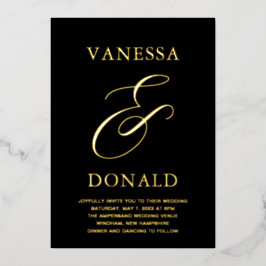 Vanessa Black Modern Wedding Folieneinladung
