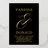 Vanessa Black Modern Wedding Folieneinladung (Vorderseite)