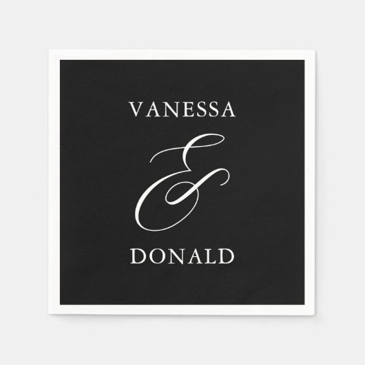 Vanessa Black Modern Wedding Serviette (Vorderseite)