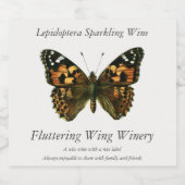 Vanessa cardui - Die gemalte Lady Butterfly Champa Schaumweinetikett (Einzelnes Label)