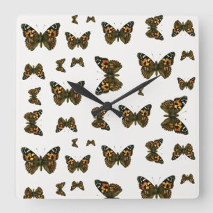 Vanessa cardui - The Painted Lady Butterfly Quadratische Wanduhr