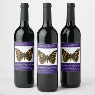 Vanessa cardui - The Painted Lady Butterfly Wine L Weinetikett