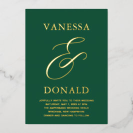 Vanessa Emerald Green Modern Wedding Folieneinladung