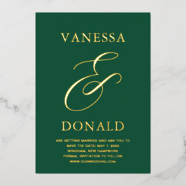 Vanessa Emerald Green Modern Wedding retten das Da Folieneinladung