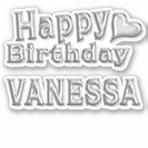 Vanessa Happy Birthday silver Aufkleber Sticker
