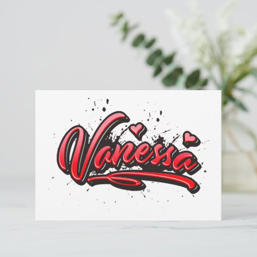 Vanessa Heart Splash Graffiti Karte (Stehend Vorderseite)