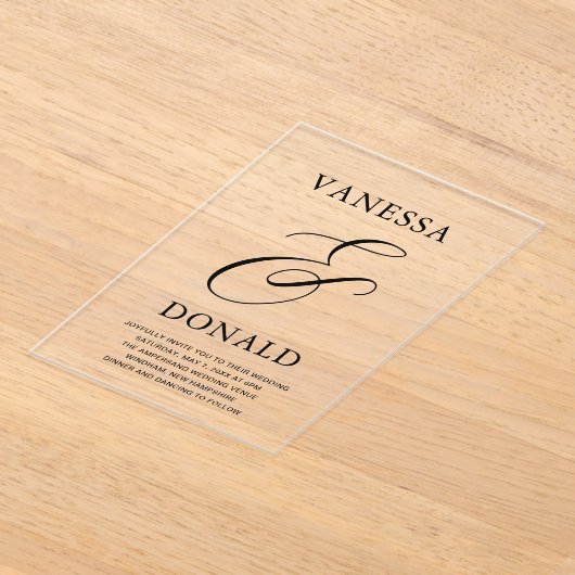Vanessa Modern Wedding Acryleinladungen (Ablage )