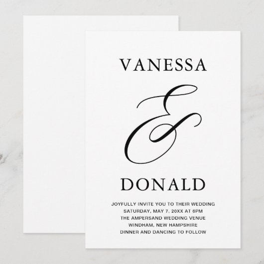 Vanessa Modern Wedding Einladung (Vorne/Hinten)