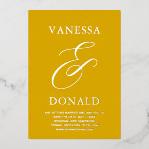 Vanessa Mustard Modern Wedding Save the Date Folieneinladung