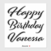 Vanessa Name Vorname black Sticker Geburtstag (Blatt)