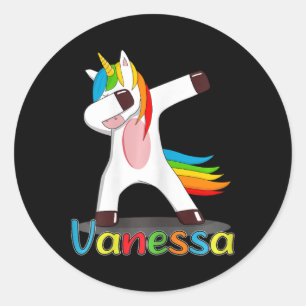Vanessa Name Vorname Day - farbenfroh tanzende UN Runder Aufkleber