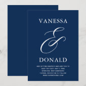 Vanessa Navy Blue Modern Wedding Save The Date (Vorne/Hinten)