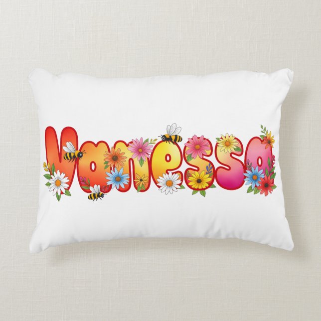 Vanessa - Personalized Bee Pillow Dekokissen (Vorderseite)