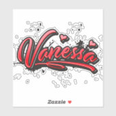 Vanessa red Heart Graffiti Aufkleber Sticker (Blatt)