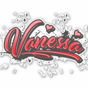 Vanessa red Heart Graffiti Aufkleber Sticker