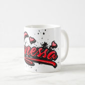 Vanessa red Heart Graffiti Tasse Kaffeetasse (VorderseiteRechts)