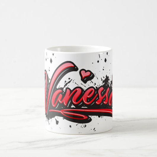Vanessa red Heart Graffiti Tasse Kaffeetasse (Mittel)