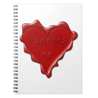 Vanessa. Rotes Herzwachs-Siegel mit Namensvanessa Notizblock