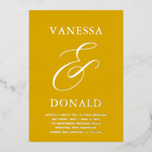 Vanessa Senfgelb Moderne Hochzeit Folieneinladung