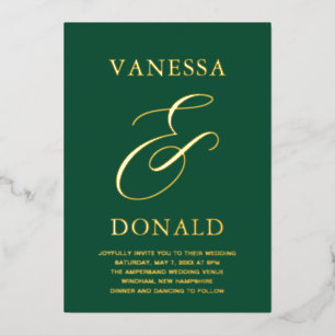 Vanessa Smaragdgrüne Moderne Hochzeit Folieneinladung