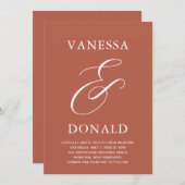 Vanessa Terracotta Moderne Hochzeit Einladung (Vorne/Hinten)