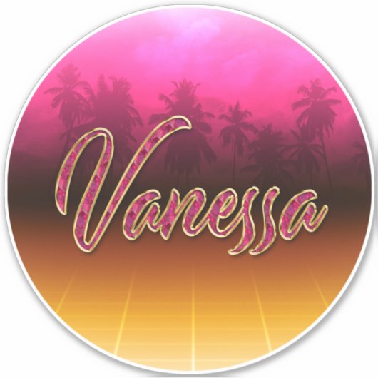 Vanessa Vorname Name golden pink Aufkleber Sticker (Vorderseite)