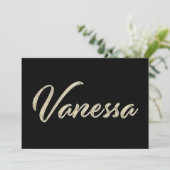 Vanessa white gold Handwriting Karte (Stehend Vorderseite)
