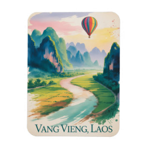 Vang Vieng Laos Heißluftballon Vintage Magnet
