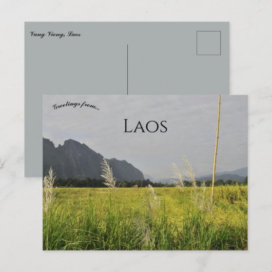 Vang Vieng Laos Postkarte (Vorne/Hinten)