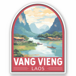Vang Vieng Laos Reisen Vintag Aufkleber