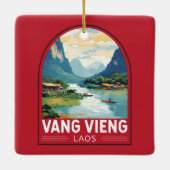 Vang Vieng Laos Reisen Vintag Keramikornament (Rückseite)