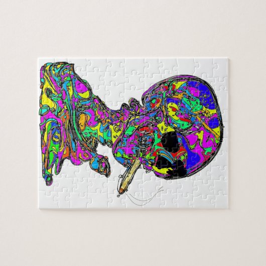VanGogh's Calavera Skull Rauchen Zigarette Puzzle (Horizontal)