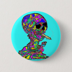 VanGogh's Calavera Skull Raucher Zigarette Button