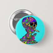 VanGogh's Calavera Skull Raucher Zigarette Button (Vorne & Hinten)