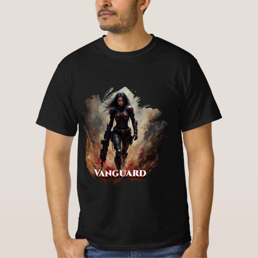 Vanguard – Futuristic Female Warrior T-Shirt (Vorderseite)
