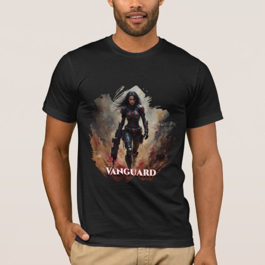 Vanguard – Futuristic Female Warrior T-Shirt (Vorderseite)