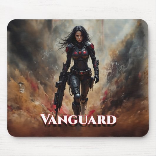 Vanguard – Futuristische Kriegerin Mousepad (Vorne)