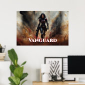 Vanguard – Futuristische Kriegerin Poster (Heimbüro)