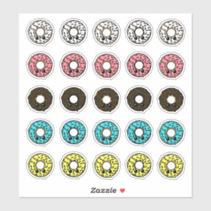 Vanilla and Chocolate Donuts mit Zuckerguss Sprink Aufkleber