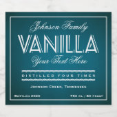 Vanilla-Aquamarine und weiße Flasche Alkoholflaschenetikett (Einzelnes Label)