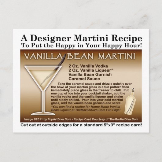 Vanilla Bean Martini Rezept Postkarte (Vorderseite)