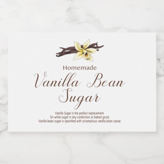 Vanilla Bean Sugar Labels, hausgemachte Vanillezuc Lebensmitteletikett (Einzelnes Label)