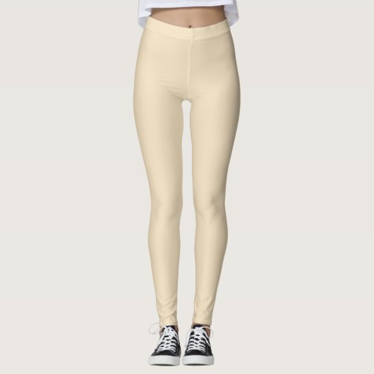 Vanilla Beige Solid Color Leggings (Vorderseite)