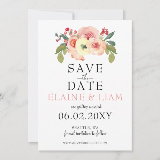 Vanilla Blush Bloral Wedding speichern Sie das Dat Save The Date (Vorderseite)