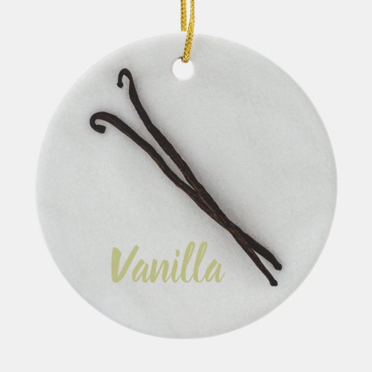 Vanilla-Bohne mit Zucker Keramik Ornament (Vorne)